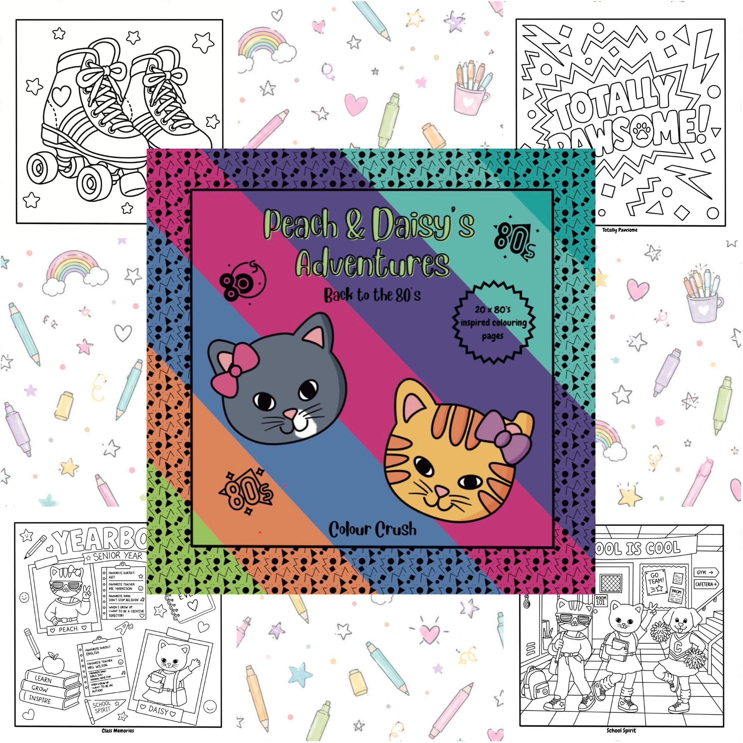Peach & Daisy's 80's Colouring Book