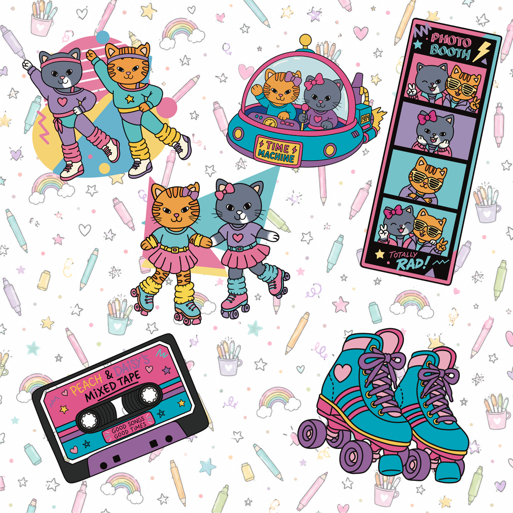 Peach & Daisy 80’s Stickers